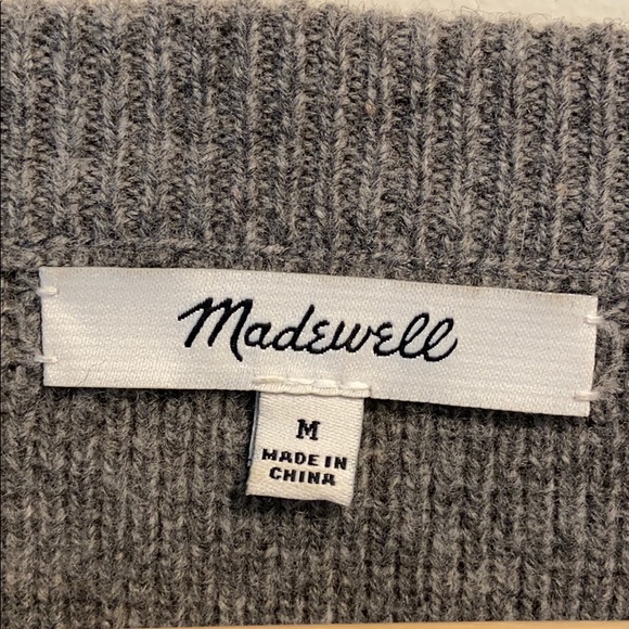 Madewell Grey Lace Up Sweater Merino Wool - Picture 6 of 11